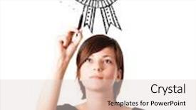  Presentation with whiteboard - Amazing theme having young woman drawing a ribbon backdrop and a lemonade colored foreground