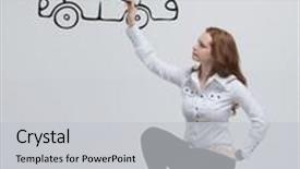  Presentation with financial planning - Amazing presentation having young woman drawing car concept on the subject of dreams or financial planning backdrop and a light gray colored foreground