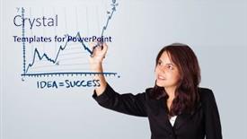  Presentation with whiteboard - Presentation theme featuring young-woman-drawing-graph background and a sky blue colored foreground