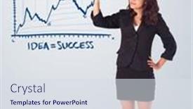  Presentation with whiteboard - Amazing slide deck having young-woman-drawing-graph backdrop and a sky blue colored foreground