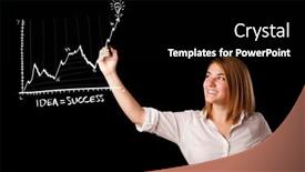  Presentation with whiteboard - Colorful slide set enhanced with young-woman-drawing-graph backdrop and a black colored foreground