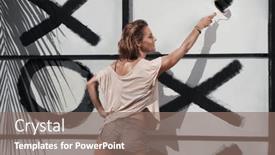  Presentation with tic tac toe - Slide set with young-woman-draws-tic-tac background and a violet colored foreground