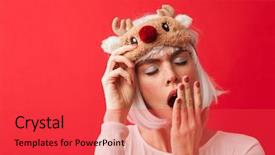  Presentation with christmas red - Cool new PPT layouts with young woman dressed in carnival backdrop and a red colored foreground