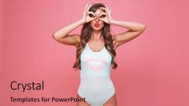  Presentation with pink - Presentation featuring young woman dressed in swimsuit background and a  colored foreground