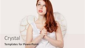  Presentation with angel - Audience pleasing slides consisting of young-woman-dressed backdrop and a lemonade colored foreground