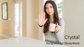  Presentation with hot and cold coffee cup - Slide set consisting of young woman drinking a cup background and a  colored foreground