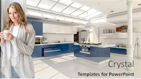  Presentation with coffee - PPT theme having young-woman-drinking-coffee background and a light gray colored foreground