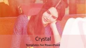  Presentation with beautiful spring flowers - Slide set with beautiful girl with spring flowers background and a coral colored foreground