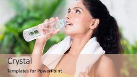  Presentation with drinking water - Slide deck featuring young woman drinking plain water background and a lemonade colored foreground