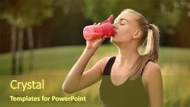  Presentation with protein shake - Slide deck consisting of young woman drinking protein shake background and a tawny brown colored foreground