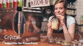  Presentation with smoothies - Presentation consisting of young-woman-drinking-smoothies background and a tawny brown colored foreground