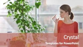  Presentation with drinking water - Slide deck with young woman drinking water near background and a red colored foreground