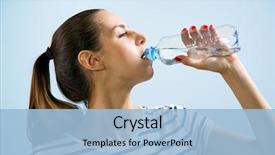  Presentation with drinking water - Slide deck with young woman drinking water background and a light blue colored foreground