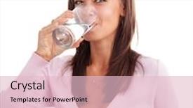  Presentation with drinking glass - Audience pleasing presentation consisting of young woman drinking water backdrop and a lemonade colored foreground