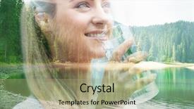  Presentation with drinking water - Presentation design consisting of young woman drinking water background and a mint green colored foreground