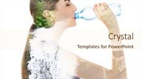  Presentation with clean water - PPT layouts featuring young woman drinking water background and a cream colored foreground