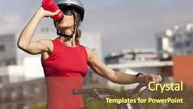  Presentation with drinking water - Beautiful presentation featuring young woman drinking water backdrop and a tawny brown colored foreground