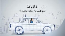  Presentation with loan car - Audience pleasing presentation theme consisting of young woman driving car made backdrop and a light gray colored foreground