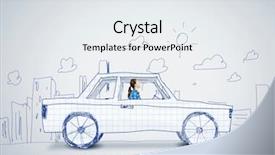  Presentation with driving - Audience pleasing slides consisting of young woman driving car made backdrop and a sky blue colored foreground