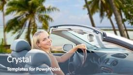  Presentation with summer trees - Slide deck featuring young woman driving convertible car background and a  colored foreground