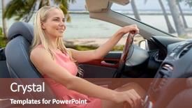  Presentation with road trip - Audience pleasing presentation consisting of young woman driving convertible car backdrop and a red colored foreground