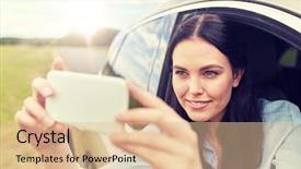  Presentation with road trip cars - Presentation design featuring young woman driving in car background and a lemonade colored foreground