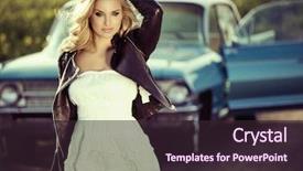  Presentation with vintage car - Beautiful slide set featuring young woman driving vintage car backdrop and a  colored foreground