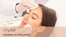  Presentation with office cleaning - PPT theme featuring young-woman-during-professional-facial background and a coral colored foreground