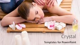  Presentation with spa salon - Beautiful slide deck featuring young-woman-during-spa-procedure backdrop and a lemonade colored foreground