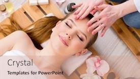  Presentation with spa salon - Audience pleasing PPT theme consisting of young-woman-during-spa-procedure backdrop and a coral colored foreground