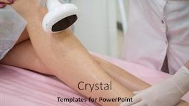  Presentation with cosmetology clinic - Beautiful PPT layouts featuring young woman during the procedure in the clinic of aesthetic cosmetology backdrop and a coral colored foreground