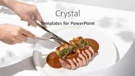  Presentation with breast - Slides having young-woman-eat-roasted-duck background and a white colored foreground