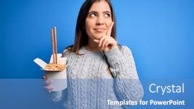  Presentation with chopstick - Presentation featuring young-woman-eating-asian-noodles background and a teal colored foreground