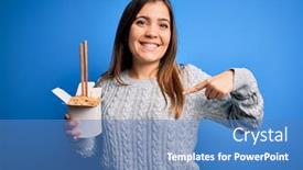  Presentation with chopstick - Presentation consisting of young-woman-eating-asian-noodles background and a teal colored foreground