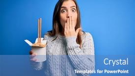  Presentation with chopstick - Slide set having young-woman-eating-asian-noodles background and a teal colored foreground