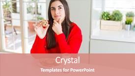  Presentation with chocolate milk - Theme consisting of young woman eating chocolate chip background and a coral colored foreground