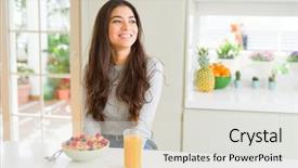  Presentation with brunch breakfast buffet healthy continental - Amazing presentation design having young woman eating healthy breakfast backdrop and a  colored foreground