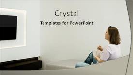  Presentation with chopsticks - PPT theme enhanced with young-woman-eating-noodles background and a light gray colored foreground