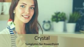  Presentation with salad - Slide deck featuring young woman eating salad and holding a mixed background and a mint green colored foreground