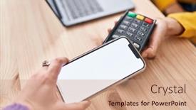  Presentation with ecommerce - Slide set enhanced with young-woman-ecommerce-business-worker background and a coral colored foreground