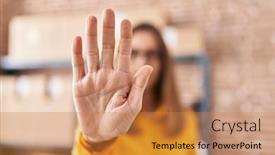  Presentation with ecommerce - Presentation design having young-woman-ecommerce-business-worker background and a gold colored foreground