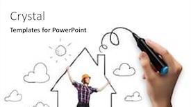  Presentation with woman engineer - PPT theme enhanced with young woman engineer in helmet construction concept background and a white colored foreground