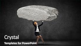  Presentation with woman engineer - Theme with young woman engineer lifting huge stone above head background and a dark gray colored foreground