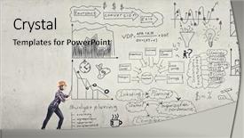  Presentation with women making - Amazing PPT theme having young woman engineer making effort backdrop and a light gray colored foreground