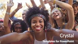  Presentation with festival music - Theme consisting of young woman enjoying at music background and a tawny brown colored foreground