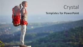  Presentation with spread - Slides with young-woman-enjoying-at-viewpoint background and a light gray colored foreground