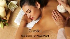  Presentation with salon and spa - Cool new slide deck with young woman enjoying back massage backdrop and a gold colored foreground