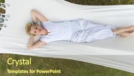  Presentation with free health safety - Cool new presentation theme with young woman enjoying free time backdrop and a  colored foreground