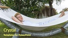  Presentation with free crystal gemstones - PPT layouts featuring young woman enjoying free time background and a tawny brown colored foreground