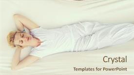  Presentation with free - Audience pleasing PPT theme consisting of young woman enjoying free time backdrop and a  colored foreground